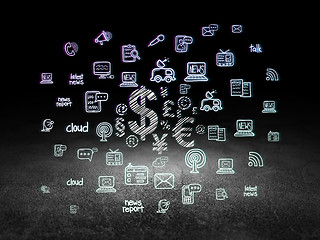 Image showing News concept: Finance Symbol in grunge dark room