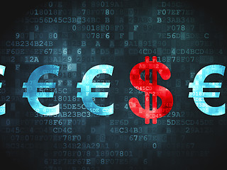 Image showing Currency concept: Dollar And Euro on digital background
