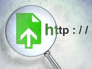 Image showing Web development concept: Upload and Http : / / with optical glass