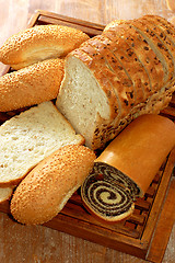 Image showing assortment of baked bread and other bakery products