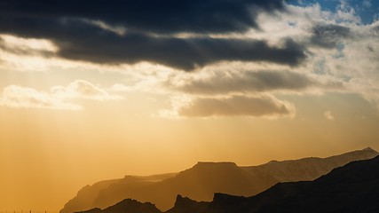 Image showing Sunset above mountains