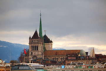 Image showing Geneva cityscape overview with St Pierre Cathedral