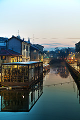 Image showing The Naviglio Grande canal in Milan, Italy