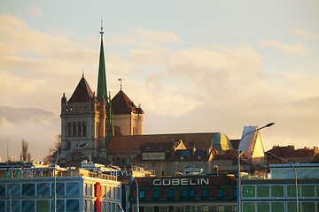 Image showing Geneva cityscape overview with St Pierre Cathedral