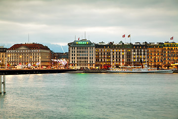 Image showing Geneva cityscape overview at night