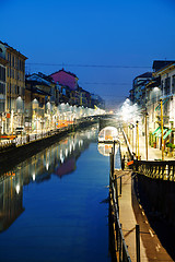 Image showing The Naviglio Grande canal in Milan, Italy