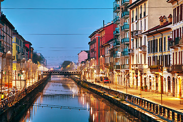 Image showing The Naviglio Grande canal in Milan, Italy