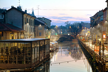 Image showing The Naviglio Grande canal in Milan, Italy