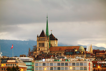 Image showing Geneva cityscape overview with St Pierre Cathedral