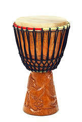 Image showing Carved African djembe drum