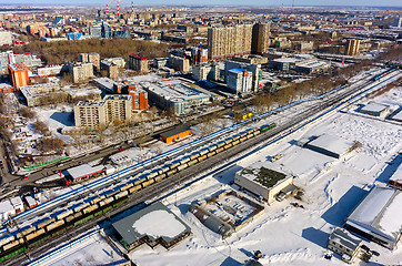 Image showing Train between districts of Tyumen city. Russia