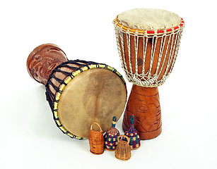 Image showing Djembe drums and caxixi shakers