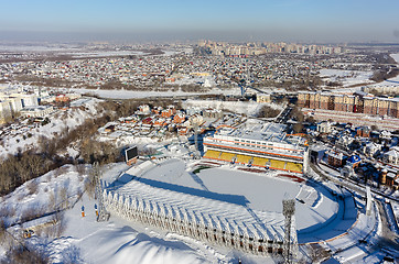 Image showing Aerial view of modern city stadium. Tyumen. Russia