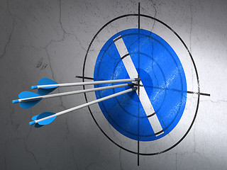 Image showing Medicine concept: arrows in Pill target on wall background