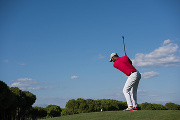 Image showing golf player hitting long shot