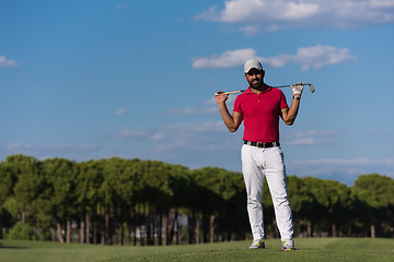 Image showing handsome middle eastern golf player portrait at course