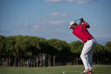 Image showing golf player hitting long shot