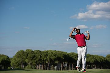 Image showing golf player hitting long shot