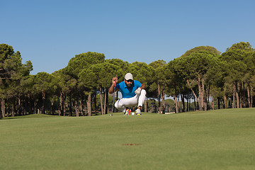 Image showing golf player aiming perfect  shot