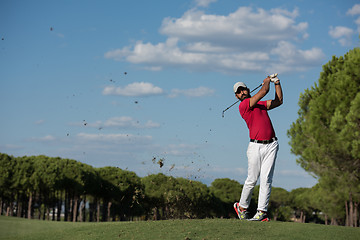 Image showing golf player hitting long shot