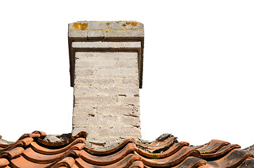 Image showing Old chimney on a rooftop