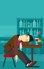 Image showing Man sleeping in bar. 