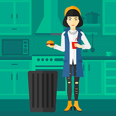 Image showing Woman throwing junk food.