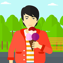 Image showing Man holding icecream.