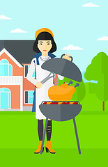 Image showing Woman preparing barbecue.