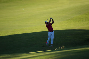 Image showing golf player hitting long shot