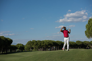 Image showing golf player hitting long shot