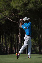 Image showing golf player hitting shot