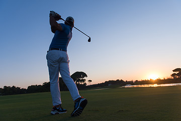 Image showing golfer hitting long shot