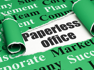 Image showing Finance concept: black text Paperless Office under the piece of  torn paper