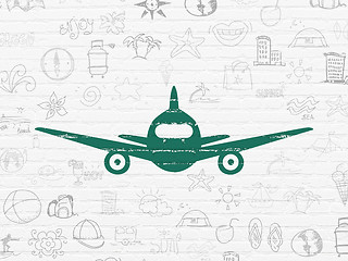 Image showing Travel concept: Aircraft on wall background