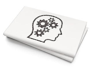 Image showing Data concept: Head With Gears on Blank Newspaper background