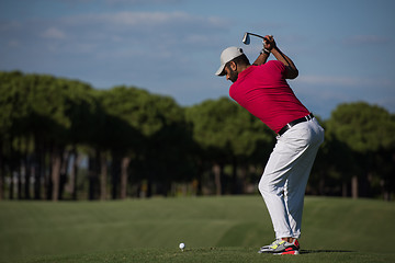 Image showing golf player hitting long shot