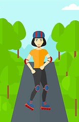 Image showing Sporty woman on roller-skates.