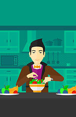 Image showing Man cooking meal.