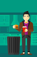 Image showing Man throwing junk food.