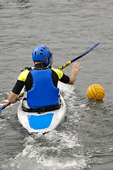 Image showing Man playing kayak polo