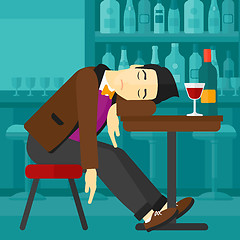 Image showing Man sleeping in bar. 