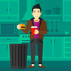 Image showing Man throwing junk food.