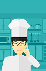 Image showing Chef pointing forefinger up.