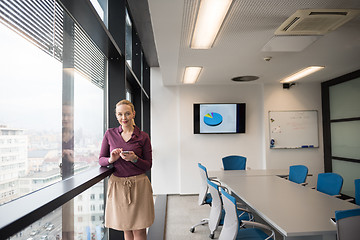 Image showing young business woman using smart phone