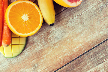 Image showing close up of fresh juicy fruits on table