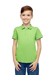 Image showing happy boy in green polo t-shirt
