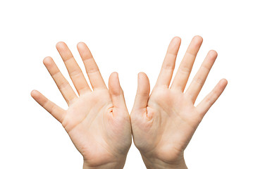 Image showing close up of two hands showing palms