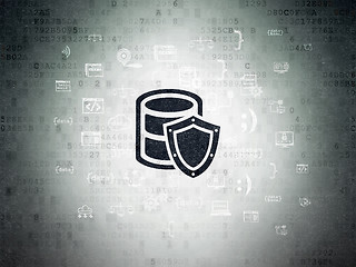 Image showing Database concept: Database With Shield on Digital Paper background