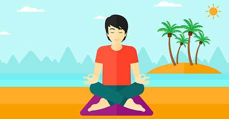 Image showing Man meditating in lotus pose.